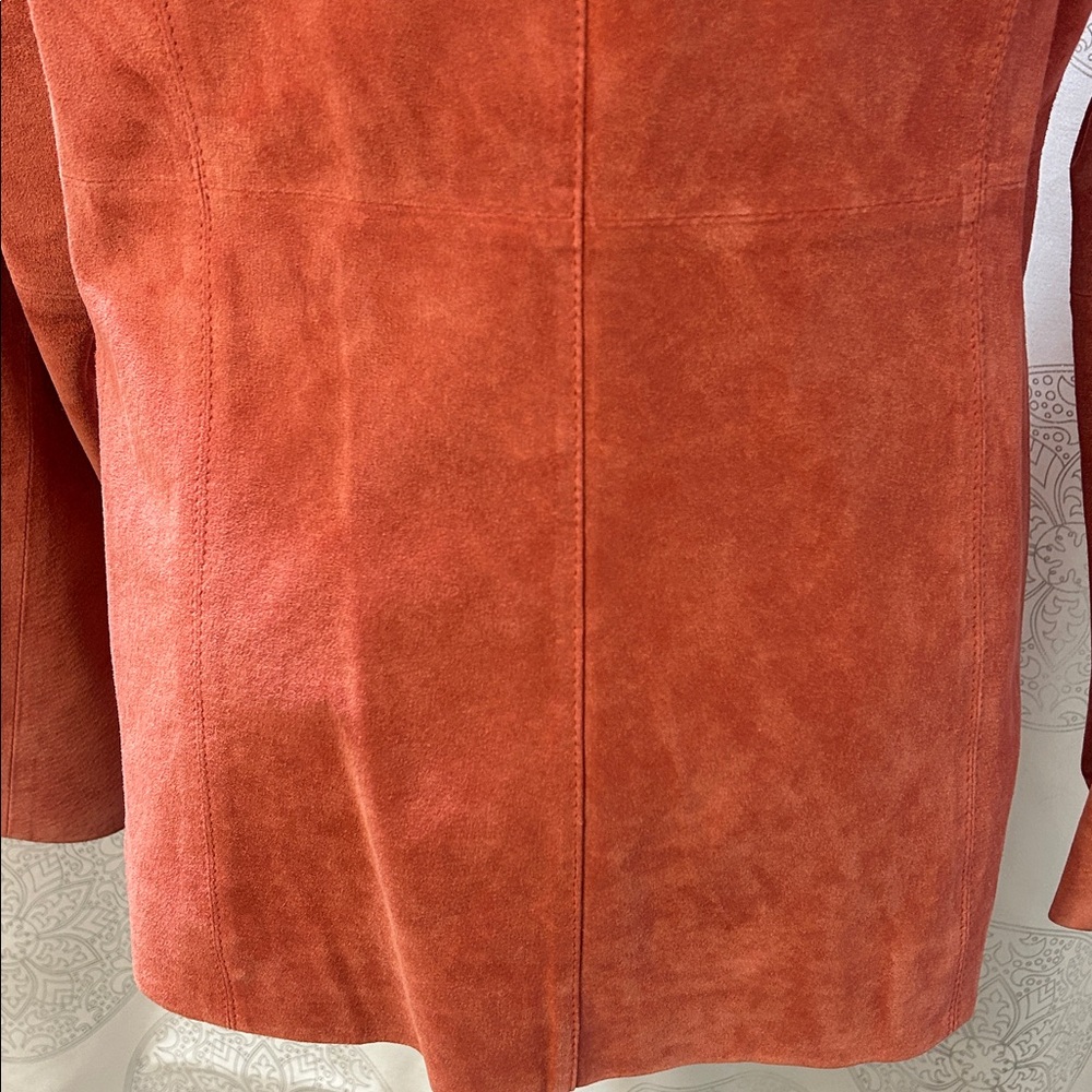 Parisian Signature Women's Suede Real Leather Jacket Blazer Pink Coral L - Picture 7 of 15